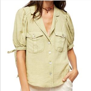 NWT Free People Safari Babe Top Green Large NEW
